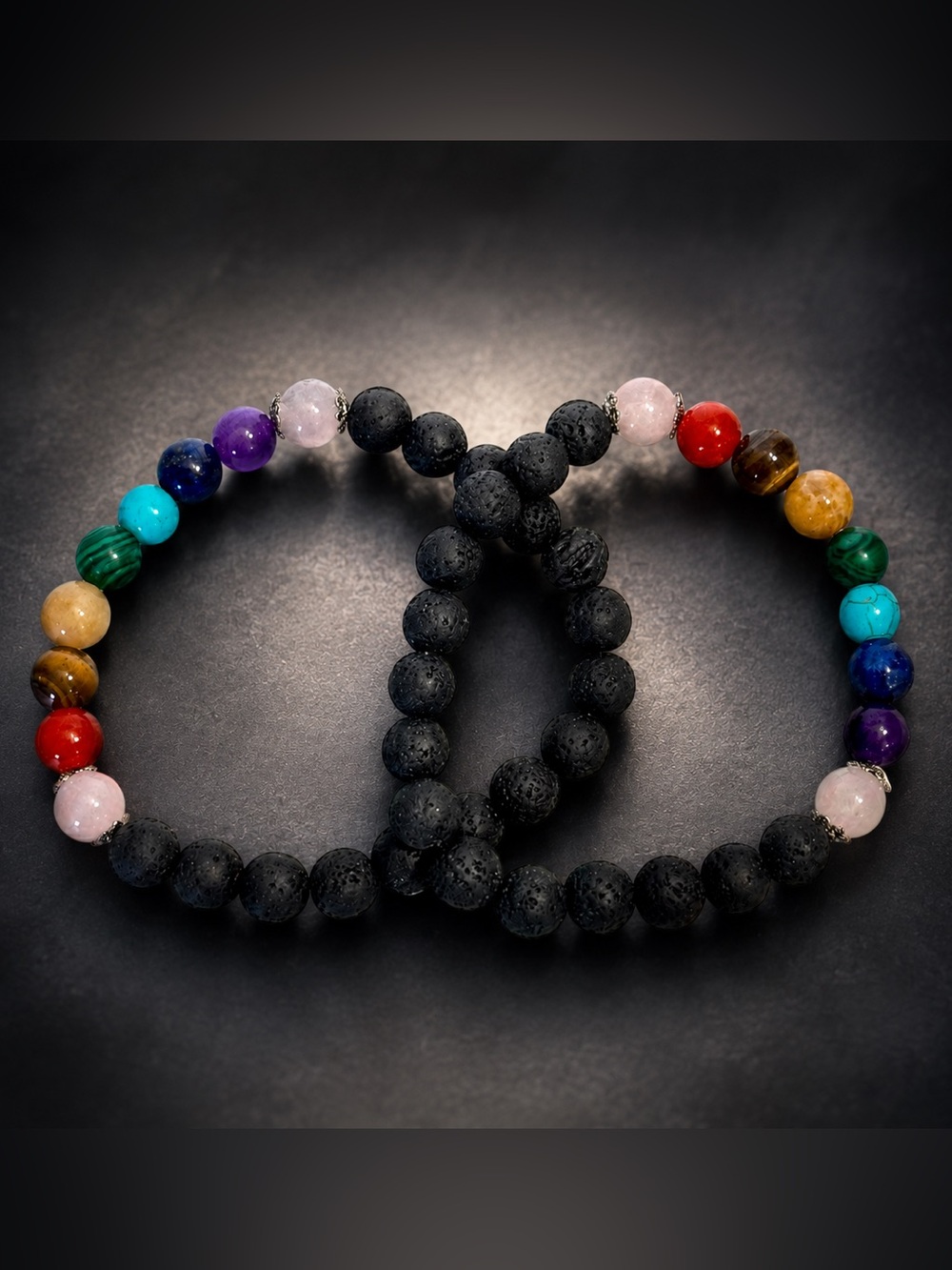 Hand Crafted 7 Chakra Lava Stone Bracelet Handmade Healing Crystal Diffuser (1)